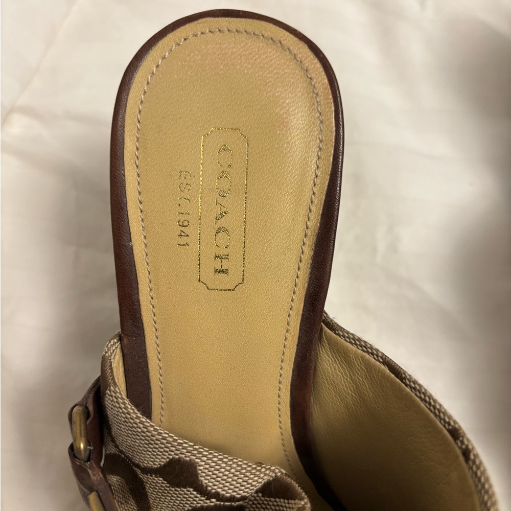 Coach Women's 7.5 Signature Heeled Mules - Picture 3 of 6